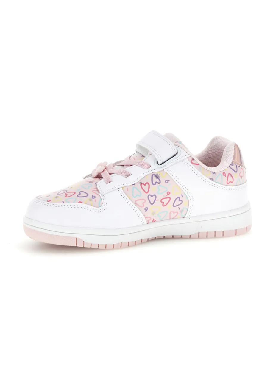 Rosa Turnschuhe mit mehrfarbigen Herzen Pitt Kinder K251309