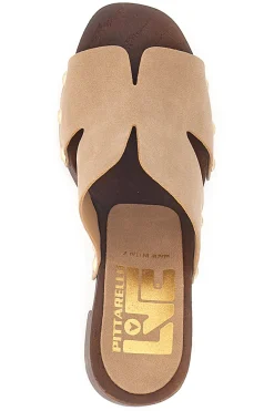 Sabot marroni con tacco largo e borchiette Pittarello Love 9341