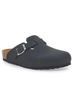 Sabot neri con fibbia e sottopiede in pelle Biomodex 32850