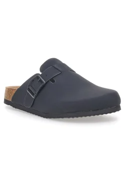 Sabot Nero con Fibbia e Plantare Preformato in Pelle SUPERGA S11U700