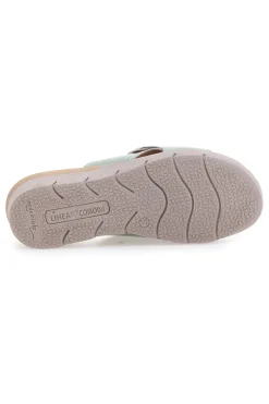 Salbeigrüne Slipper mit Schnalle und Komfortsohle COMFORTABLE LINE 8018