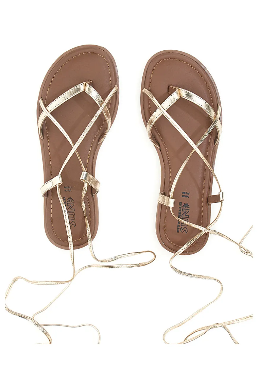 Sandali alla Schiava Platino con Infradito e Tomaia in Pelle PITTARELLO SUN A6700103