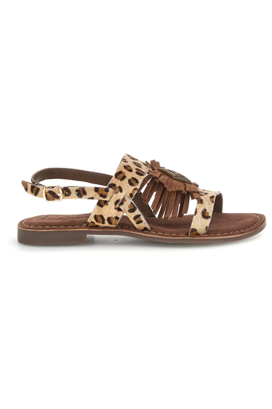 Sandali animalier in vera pelle con frange Pittarello look IF10277