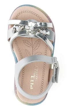 Sandali argento con fiori gioiello Pitt Kids 39G2517S
