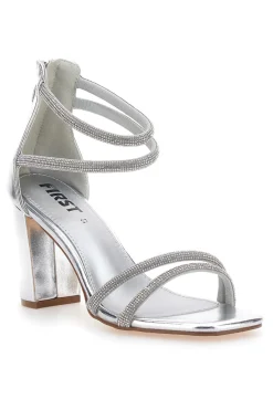 Sandali Argento Con Tacco Alto e Strass The First 254