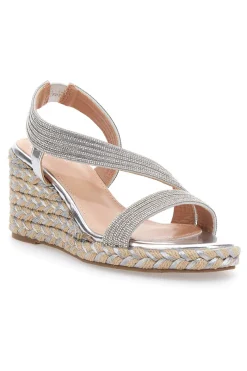 Sandali Argento con Zeppa con Glitter MON DIEU 602