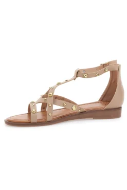 Sandali beige con borchie e cinturino alla caviglia Mon Dieu JXSS25T6