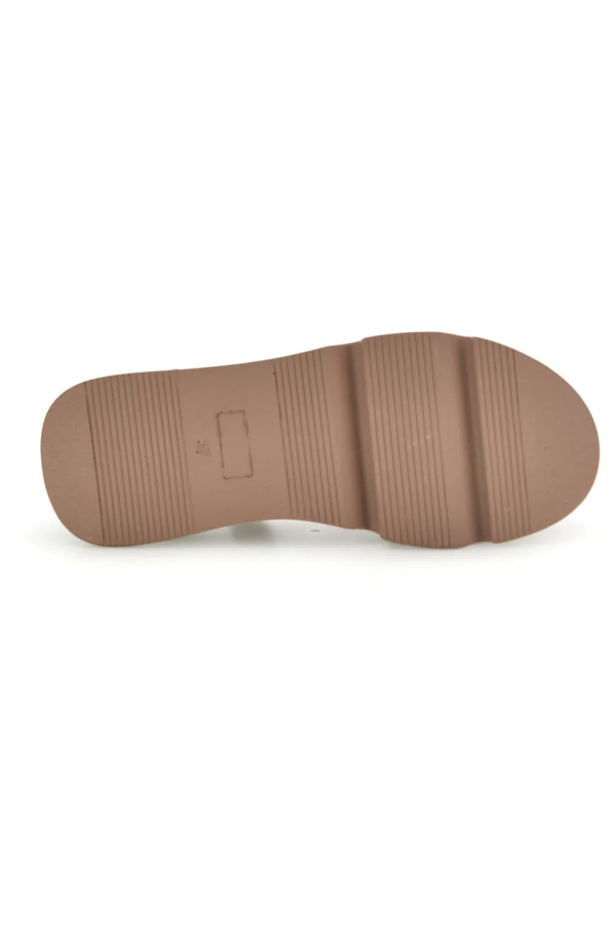 Sandali beige con fasce incrociate e zeppa Burani 52192C1579