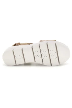 Sandali beige con fasce intrecciate e velcro The first active 24001A