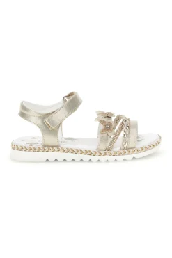 Sandali beige con strappo in velcro e applicazioni floreali Grazie girl 15022