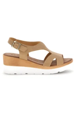 Sandali beige con zeppa e cinturino Plocadi 11074113