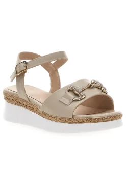 Sandali Beige con Zeppa e Dettaglio Gioiello Mariella Burani 51304