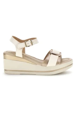 Sandali Beige con zeppa e fibbia decorativa Pittarello look MK3705258