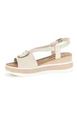 Sandali Beige con zeppa e fibbia decorativa Energy E474