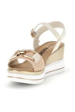 Sandali Beige con zeppa e fibbia decorativa Energy E430