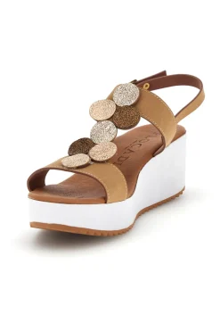 Sandali beige con zeppa e forme geometriche Plocadi 363033