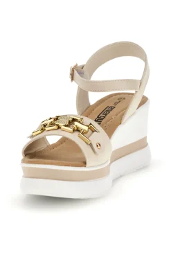 Sandali beige con zeppa e memory soft Energy E804