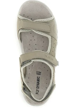 Sandali beige perla in vera pelle con strappi in velcro Fly dinamic FD54
