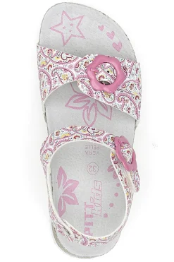 Sandali bianchì con fantasia rosa con fibbie regolabili Pitt Kids 14503