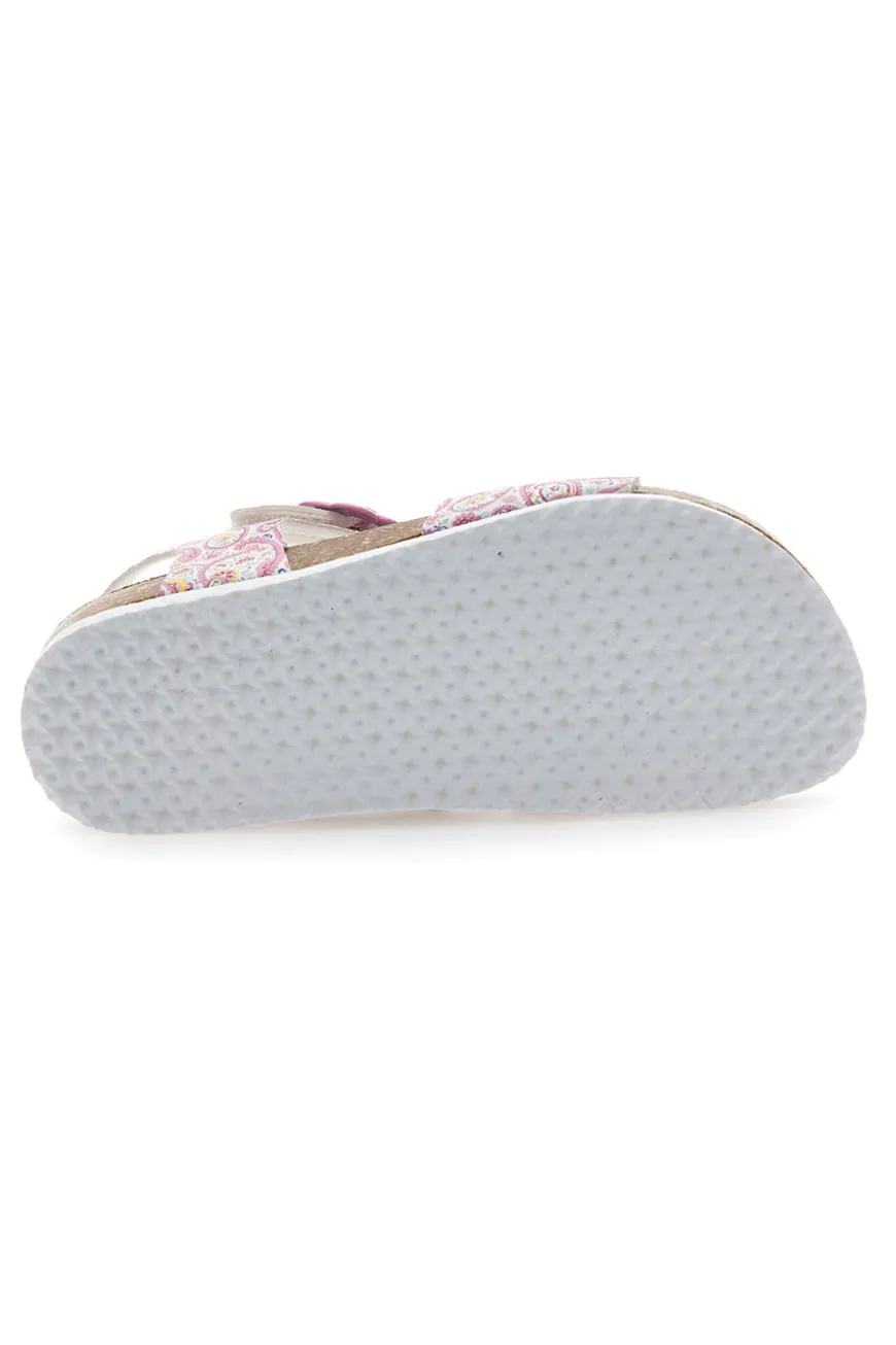 Sandali bianchì con fantasia rosa con fibbie regolabili Pitt Kids 14503