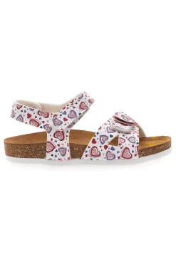 Sandali bianchi a fantasia rosa con plantare preformato Pittarello Bio 257A745SR