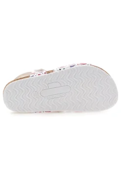 Sandali bianchi a fantasia rosa con plantare preformato Pittarello Bio 257A745SR