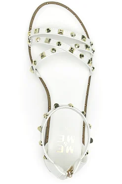 Sandali bianchi con borchie e doppio cinturino Me & Me 1662