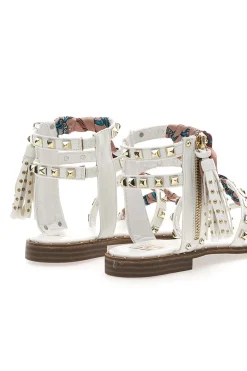 Sandali Bianchi Con Borchie e Foulard Me & Me 660