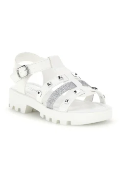Sandali bianchi con borchie e glitter Grazie girl 15105