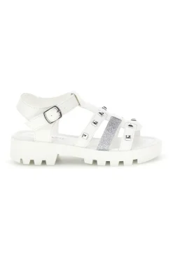 Sandali bianchi con borchie e glitter Grazie girl 15105