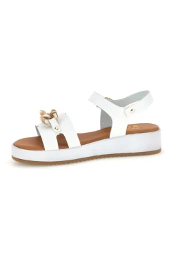 Sandali bianchi con catena decorativa Prima riga P335