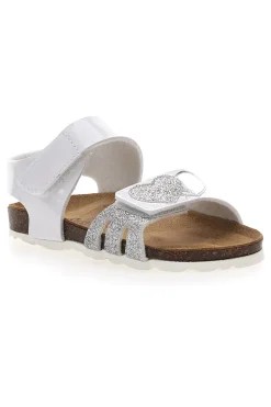 Sandali Bianchi con Cuori Argento e Velcro PITT KIDS 45260TWV