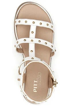 Sandali bianchi con dettagli oro Pitt Kids 39G2537S