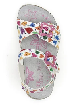 Sandali bianchi con fantasia cuori e fibbie PITT KIDS 14504