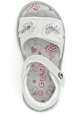 Sandali Bianchi con Farfalle e Doppio Velcro GRAZIE GIRL 15018