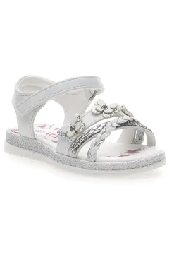 Sandali Bianchi con Farfalle Decorative e Chiusura a Velcro GRAZIE GIRL 14330