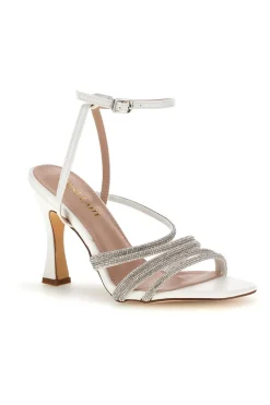 Sandali bianchi con fasce impreziosite da punti luce First lady P693
