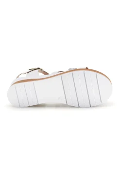 Sandali bianchi con fasce incrociate e zeppa Bio up 401
