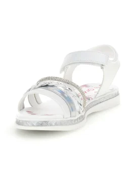 Sandali bianchi con fascia argento e brillanti Grazie girl 14342