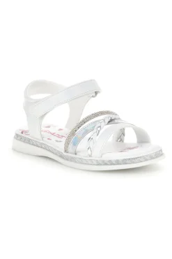 Sandali bianchi con fascia argento e brillanti Grazie girl 14342