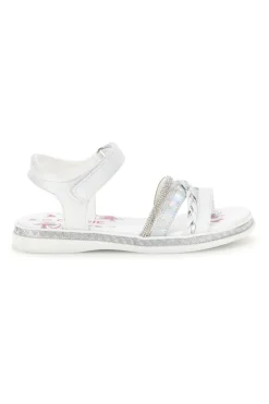 Sandali bianchi con fascia argento e brillanti Grazie girl 14342
