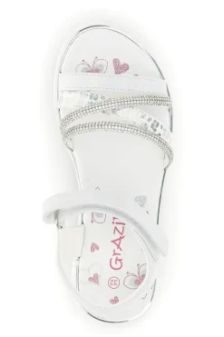 Sandali bianchi con fascia brillante e strappo Grazie girl 15101