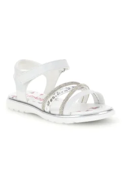 Sandali bianchi con fascia brillante e strappo Grazie girl 15101