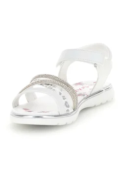 Sandali bianchi con fascia brillante e strappo Grazie girl 15101
