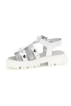 Sandali bianchi con glitter e borchie Laura Biagiotti 9021C9767