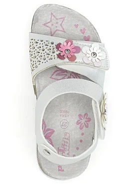 Sandali Bianchi con Glitter e Strappi In Velcro Pitt Kids 14417