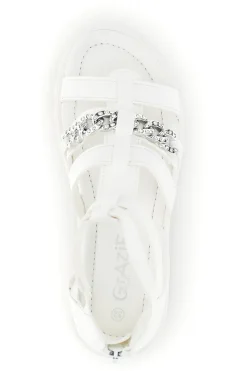 Sandali bianchi con morsetto e cerniera Grazie girl 14355