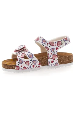 Sandali bianchi con stampa cuori Pittarello Bio 257A745SR