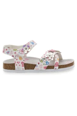 Sandali bianchi con stampa floreale e strappo Pitt Kids 14407