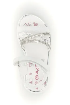 Sandali bianchi con strass e chiusura a strappo Grazie girl 15101